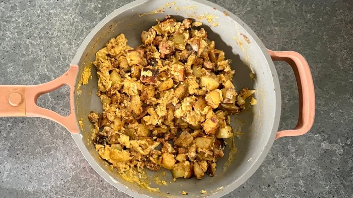 potato, egg chorizo scramble